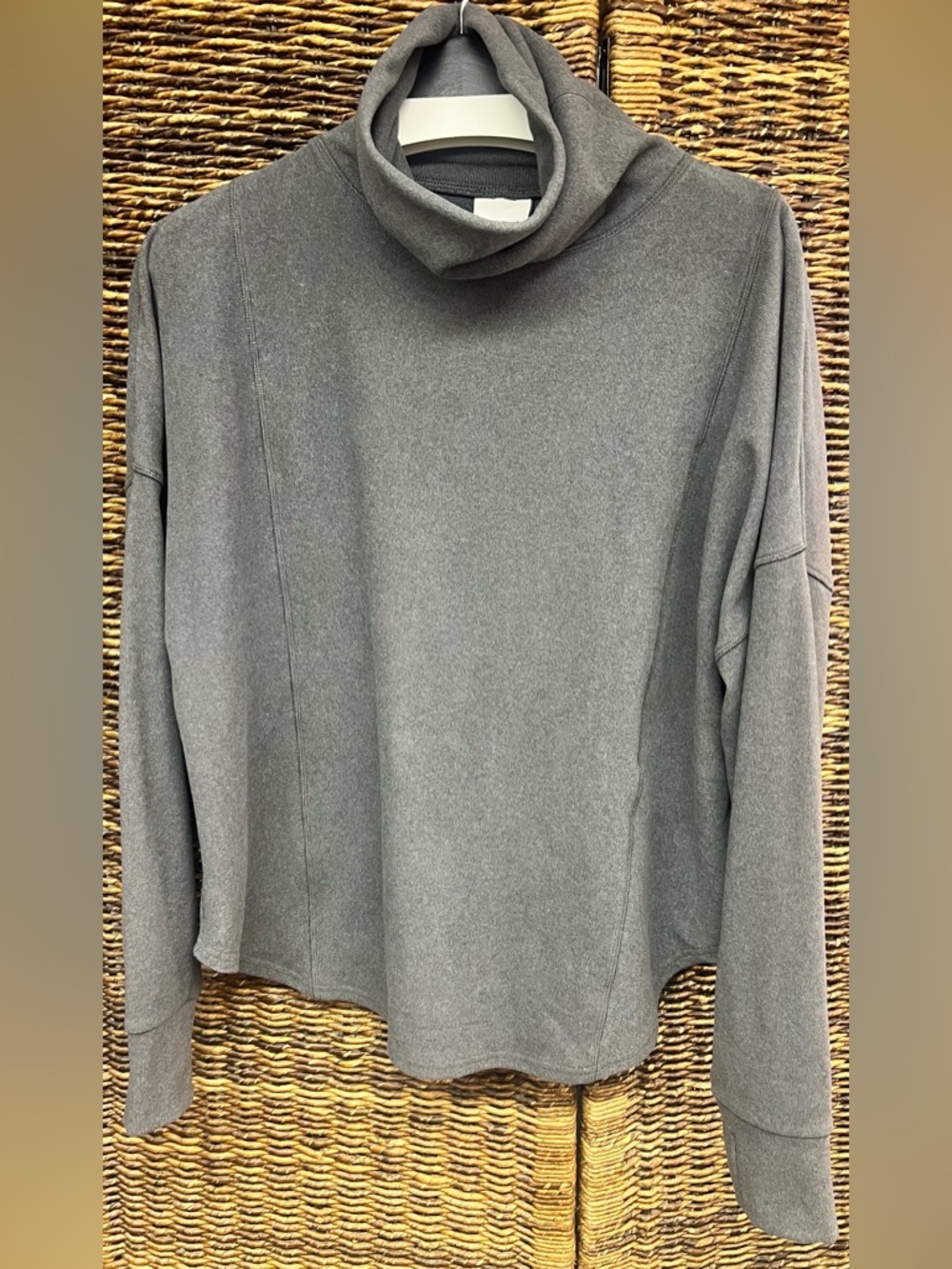 Varley Gray Turtleneck Long Sleeve Shirt- Womens, Medium